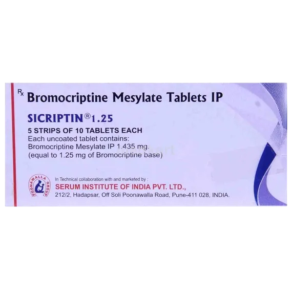 sicriptin 1.25mg tablet 10's